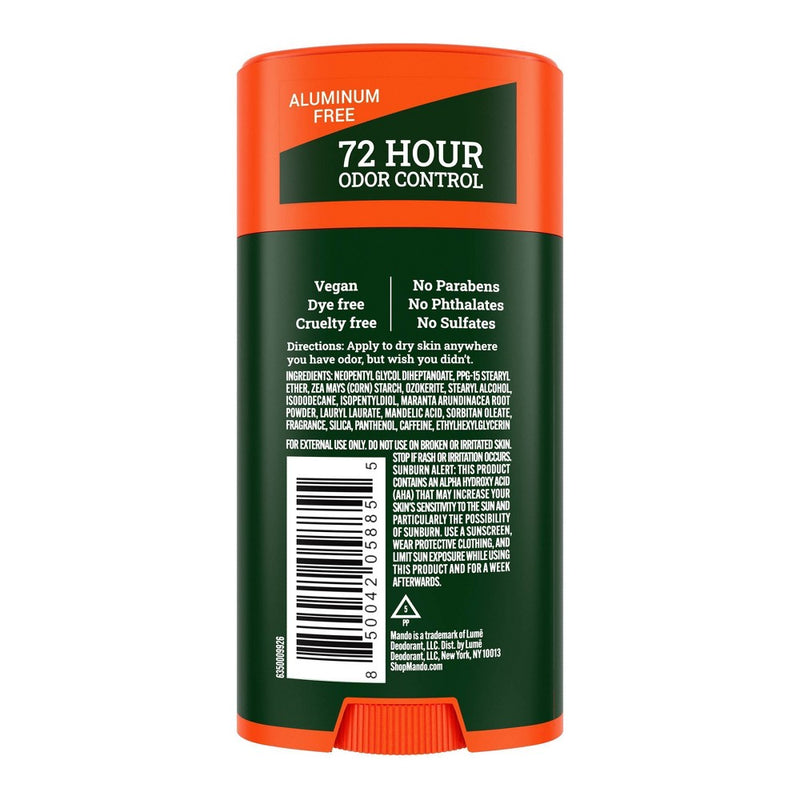 Mando Whole Body Deodorant - Men's Aluminum-Free Smooth Solid Stick Deodorant - Clover Woods - 2.6oz