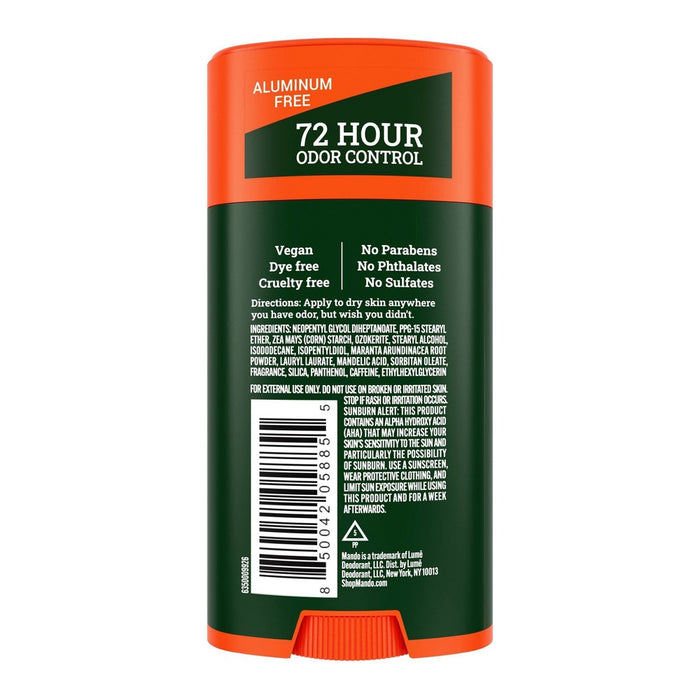 Mando Whole Body Deodorant - Men's Aluminum-Free Smooth Solid Stick Deodorant - Clover Woods - 2.6oz