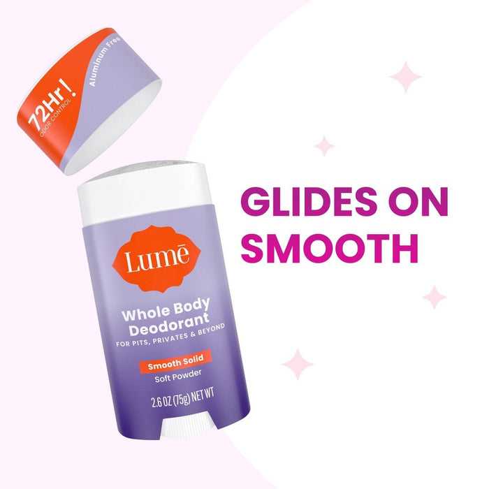 Lume Whole Body Women's Deodorant - Smooth Solid Stick - Aluminum Free - Soft Powder Scent - 2.6oz