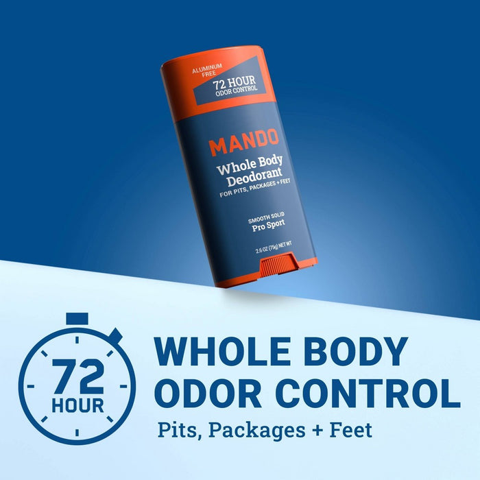 Mando Whole Body Deodorant - Men's Aluminum-Free Smooth Solid Stick Deodorant - Pro Sport - 2.6oz