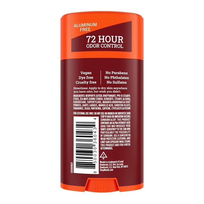 Mando Whole Body Deodorant - Men's Aluminum-Free Smooth Solid Stick Deodorant - Bourbon Leather - 2.6oz