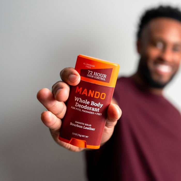 Mando Whole Body Deodorant - Men's Aluminum-Free Smooth Solid Stick Deodorant - Bourbon Leather - 2.6oz