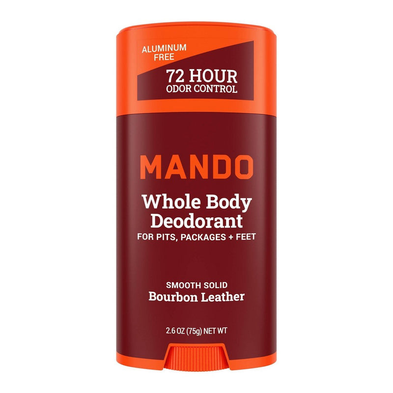 Mando Whole Body Deodorant - Men's Aluminum-Free Smooth Solid Stick Deodorant - Bourbon Leather - 2.6oz