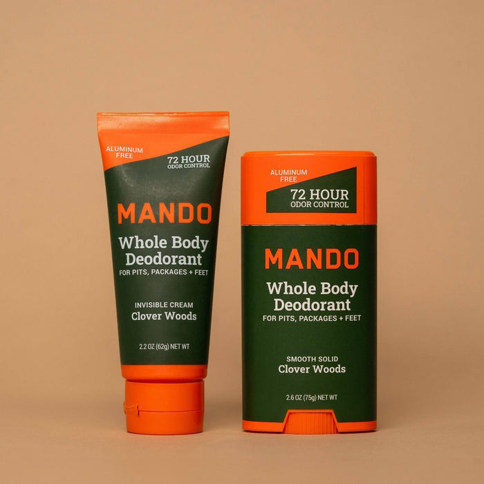 Mando Whole Body Deodorant - Men's Aluminum-Free Invisible Cream Deodorant - Clover Woods - 2.2oz
