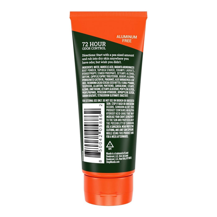 Mando Whole Body Deodorant - Men's Aluminum-Free Invisible Cream Deodorant - Clover Woods - 2.2oz