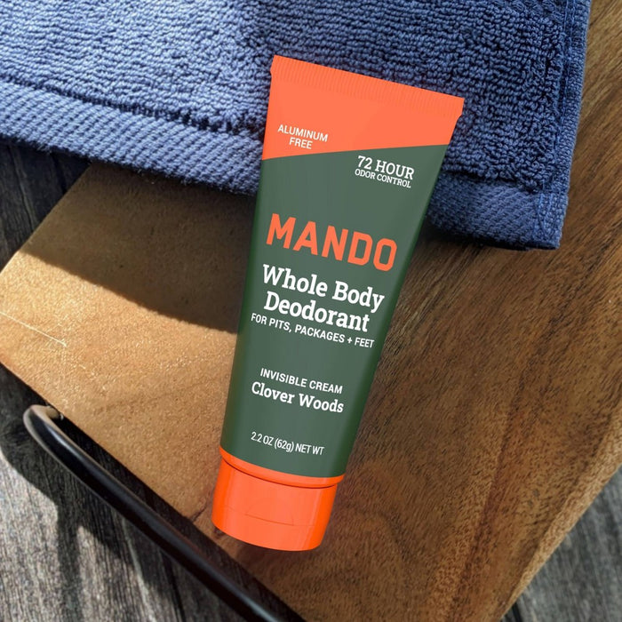 Mando Whole Body Deodorant - Men's Aluminum-Free Invisible Cream Deodorant - Clover Woods - 2.2oz