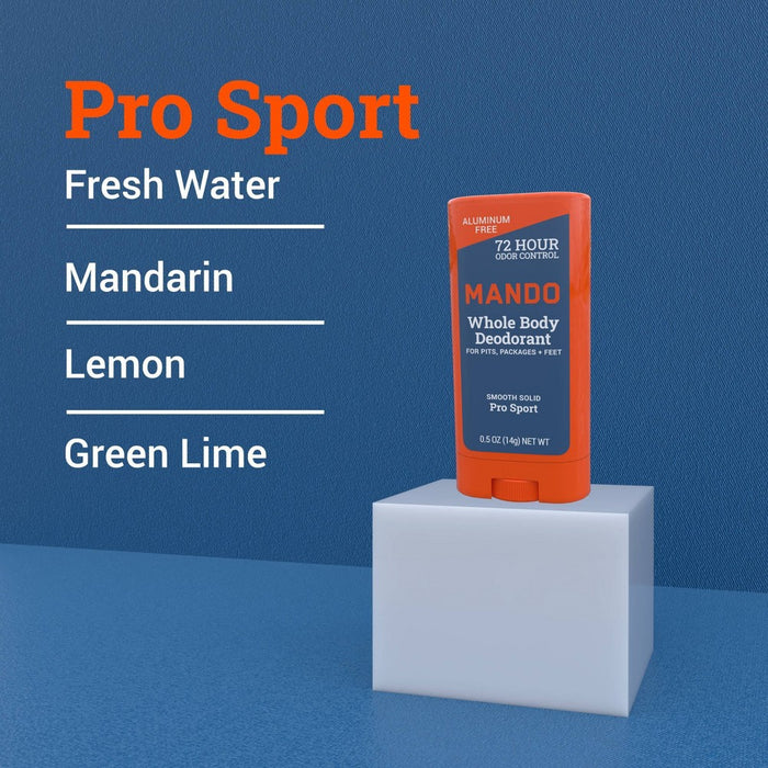 Mando Whole Body Deodorant - Men's Aluminum-Free Smooth Solid Stick Deodorant - Pro Sport - Trial Size - 0.5oz