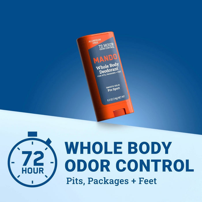 Mando Whole Body Deodorant - Men's Aluminum-Free Smooth Solid Stick Deodorant - Pro Sport - Trial Size - 0.5oz