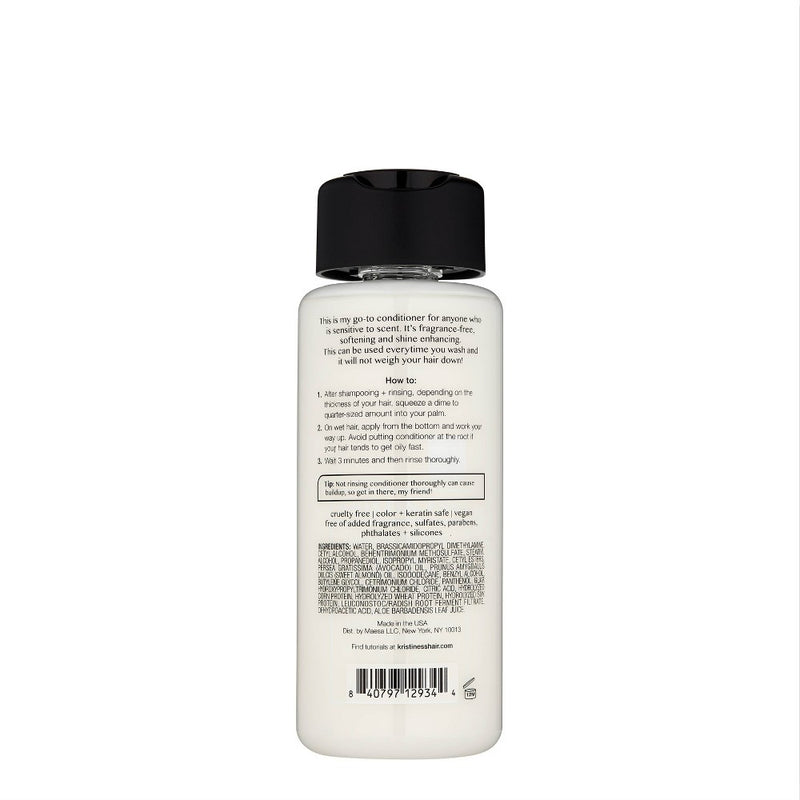 Kristin Ess Fragrance Free Shine Enhancing Conditioner for Dry Damaged Hair, Vegan and Sulfate Free - 10 fl oz