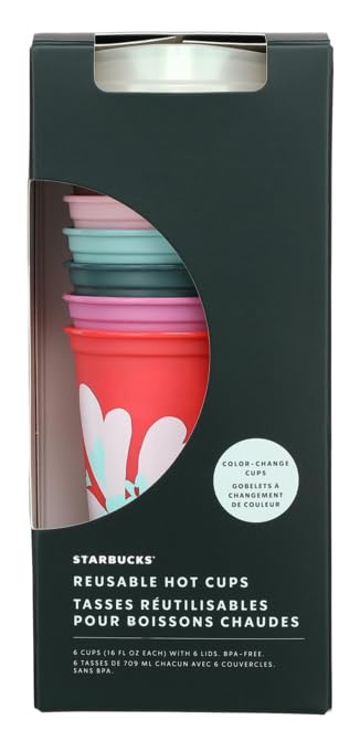 PLSTC REUSABLE COLOR CHANGE HOT CUP, PEARL LID 6PK 16OZ VDAY FY24