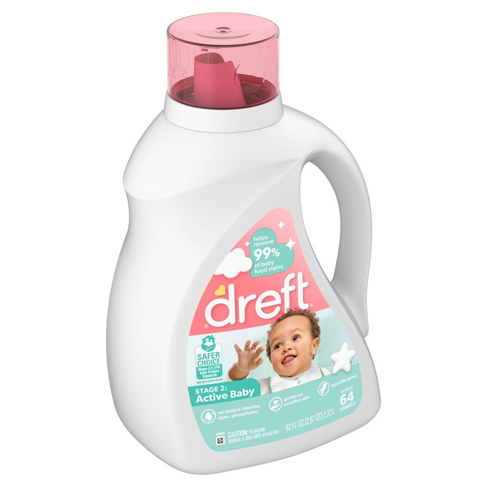 Dreft Active Baby Liquid Laundry Detergent HE Compatible - 92oz
