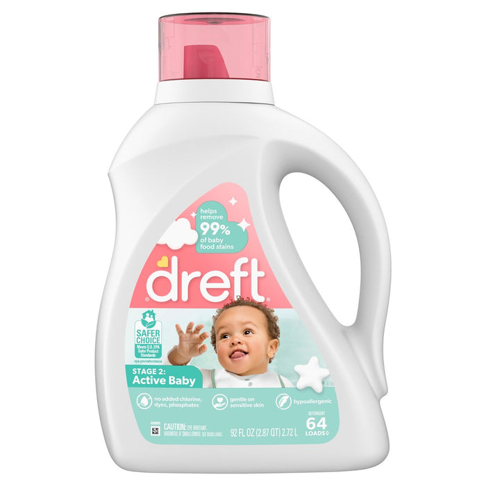 Dreft Active Baby Liquid Laundry Detergent HE Compatible - 92oz
