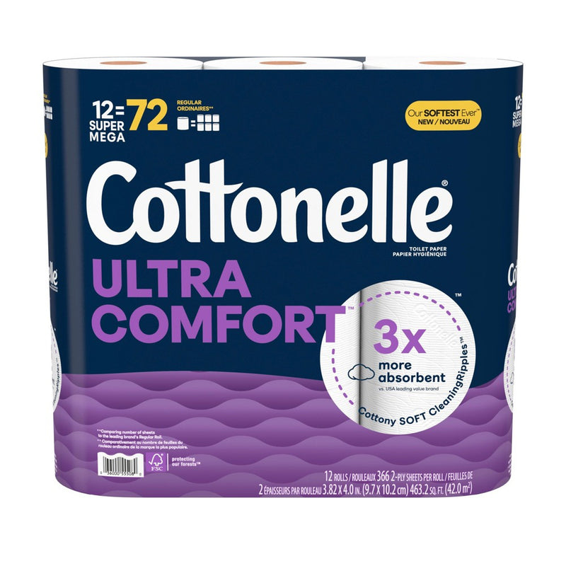 Cottonelle Ultra Comfort Toilet Paper - 12 Super Mega Rolls