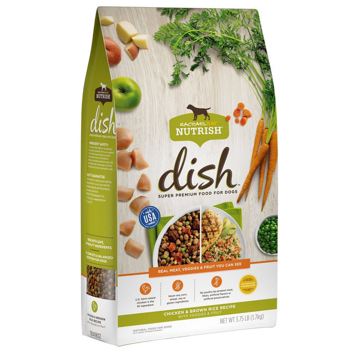 Rachael Ray Nutrish Dish Chicken, Vegetable, Fruit & Brown Rice Recipe Super Premium Dry Dog Food - 3.75lbs