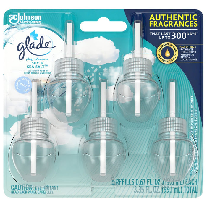 Glade PlugIns Scented Oil Air Freshener Refills - Sky & Sea Salt - 3.35 fl oz/5pk