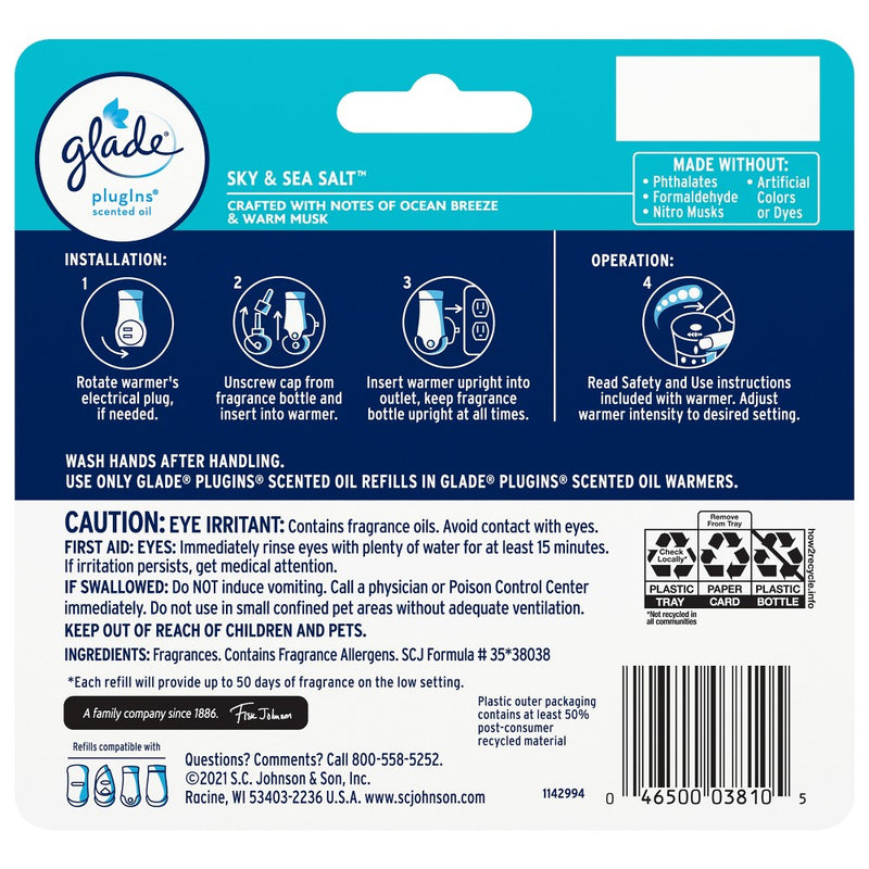 Glade PlugIns Scented Oil Air Freshener Refills - Sky & Sea Salt - 3.35 fl oz/5pk
