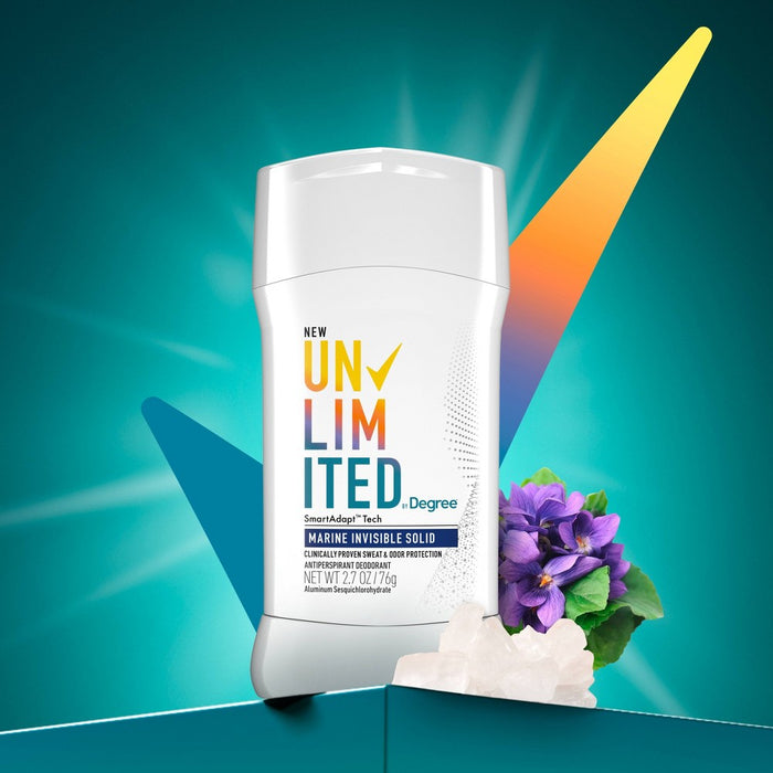 Degree Unlimited Invisible Solid 96-Hour Antiperspirant & Deodorant Stick - Marine - Floral Scent - 2.7oz
