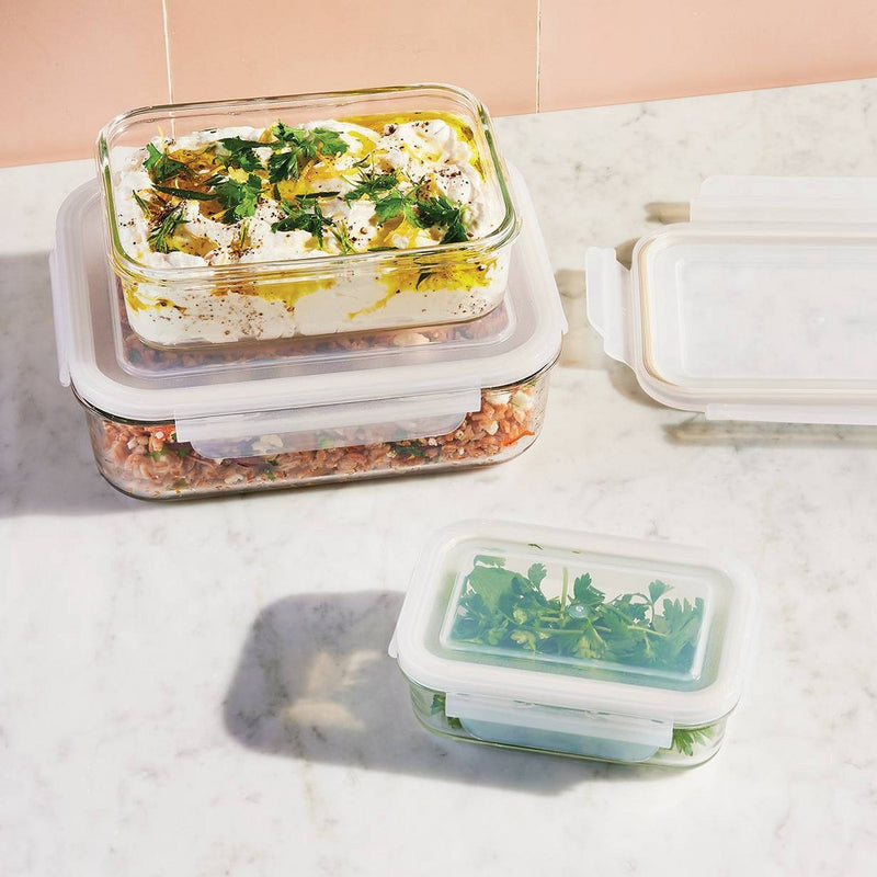 6pc (Set of 3) Glass Food Storage Container Set Clear - Figmint