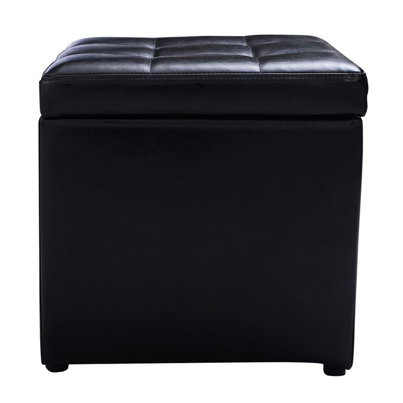Costway 16''Cube Ottoman Pouffe Storage Box Lounge Seat Footstools with Hinge Top black