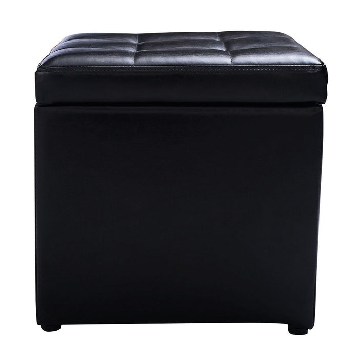 Costway 16''Cube Ottoman Pouffe Storage Box Lounge Seat Footstools with Hinge Top black