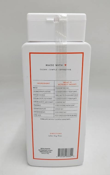 Native Body Wash - Citrus & Herbal Musk - Sulfate Free - 18 fl oz