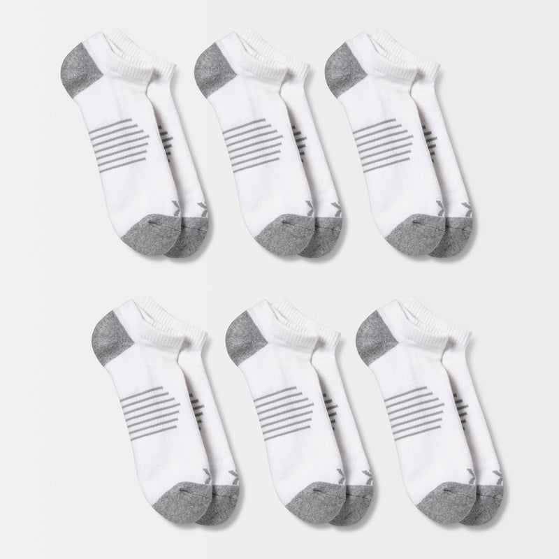 Men's Active No Show Socks 6pk - All In Motion White 12-15