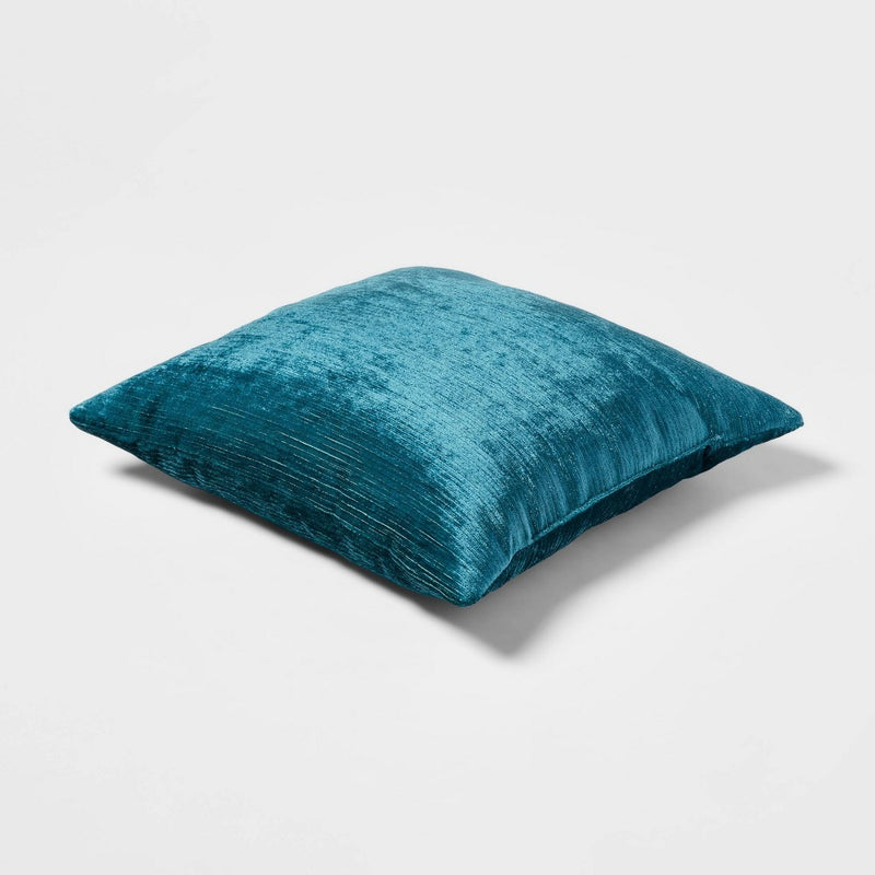 Velvet Rib Textured Square Throw Pillow Teal - Threshold