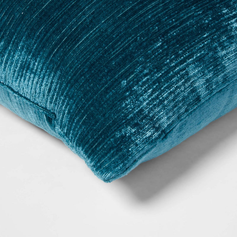 Velvet Rib Textured Square Throw Pillow Teal - Threshold