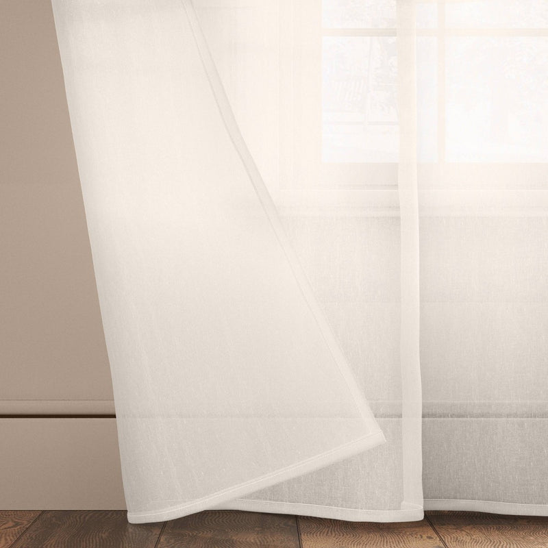 54"x84" Light Filtering Textural Sheer Curtain Panel Ivory - Threshold