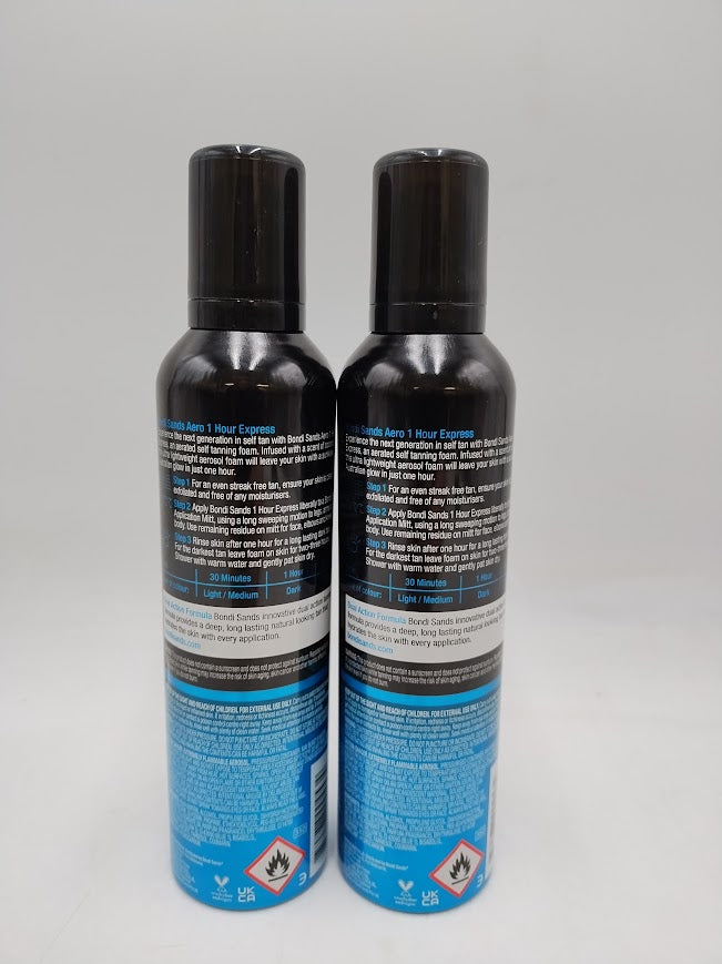 2 PACK Bondi Sands Aero Self Tanning Foam 1 Hour Express - 7.61oz