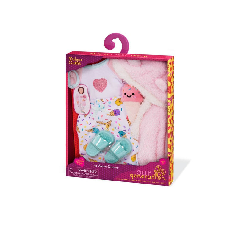 Our Generation Ice Cream Dreams Pajama & Robe Outfit for 18" Dolls
