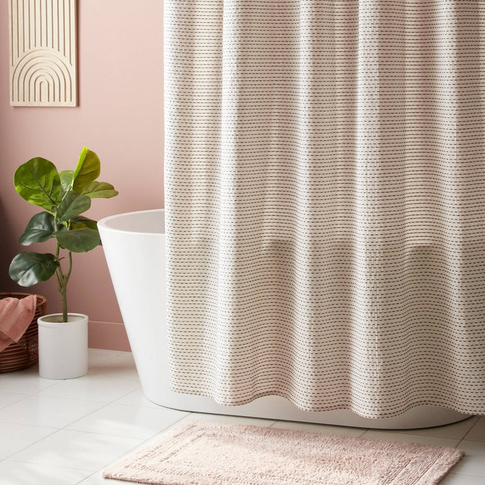 Woven Dotted Line Shower Curtain - Threshold