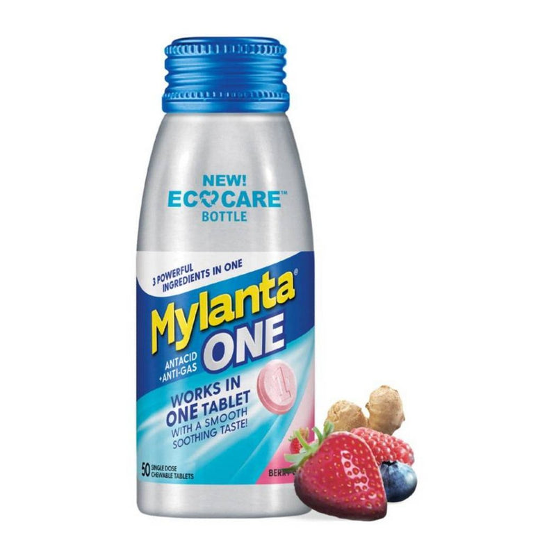 Mylanta Antacid + Anti-gas Eco Care Tablets - Berry Ginger - 50ct
