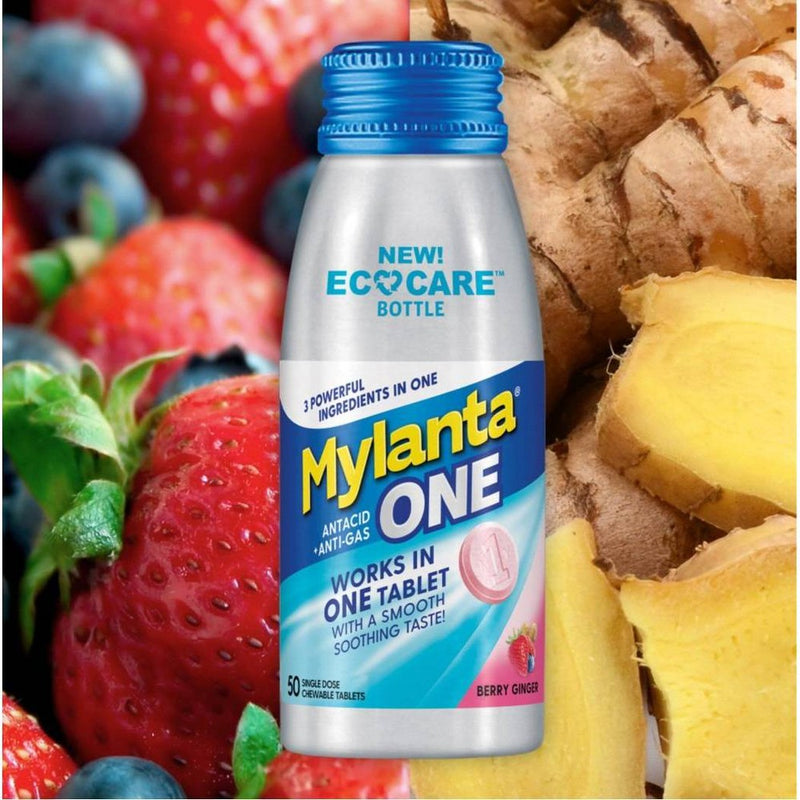 Mylanta Antacid + Anti-gas Eco Care Tablets - Berry Ginger - 50ct