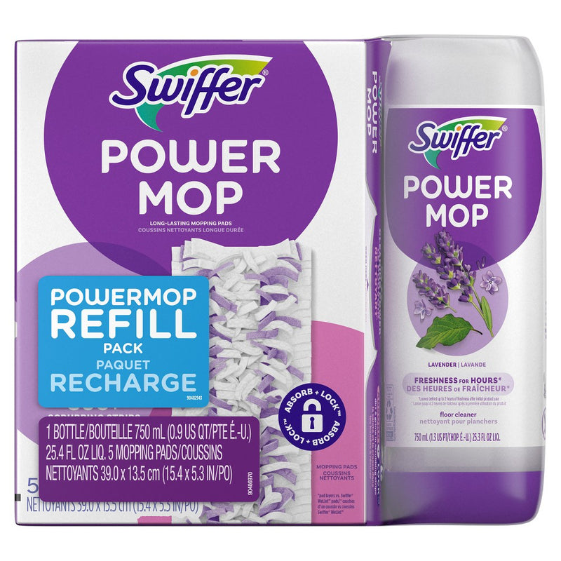 Swiffer Power Mop Multi-Surface Pad Refills & Solution Bundle Pack - 5ct