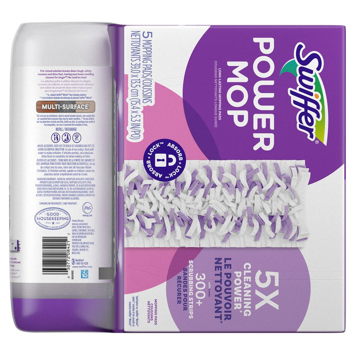 Swiffer Power Mop Multi-Surface Pad Refills & Solution Bundle Pack - 5ct