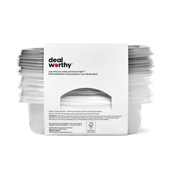 Snap & Store Small Square Food Storage Containers - 25 fl oz/5ct - Dealworthy