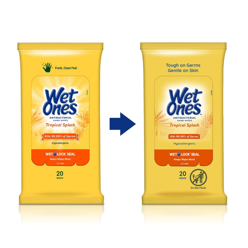 Wet Ones Antibacterial Hand Wipes Travel Pack - Tropical Splash - 20ct