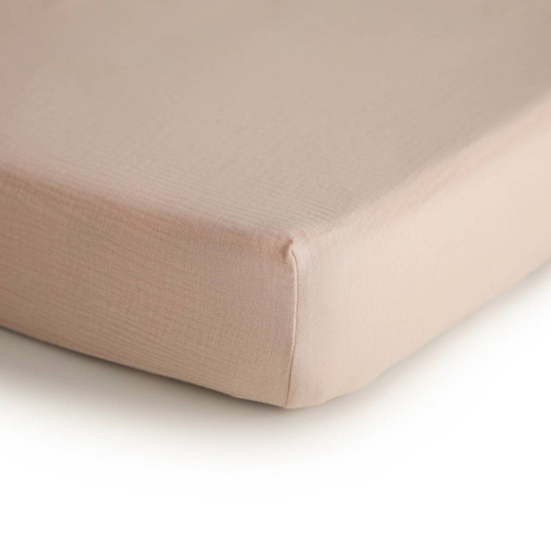 Mushie Extra Soft Muslin Crib Fitted Sheet - Blush