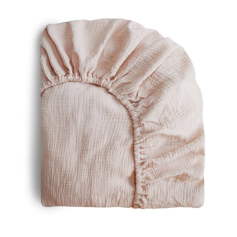 Mushie Extra Soft Muslin Crib Fitted Sheet - Blush