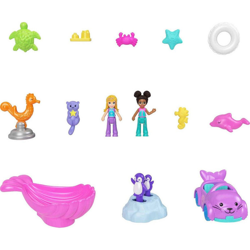 Polly Pocket Pollyville Aquarium Starring Shani Playset with 2 Dolls
