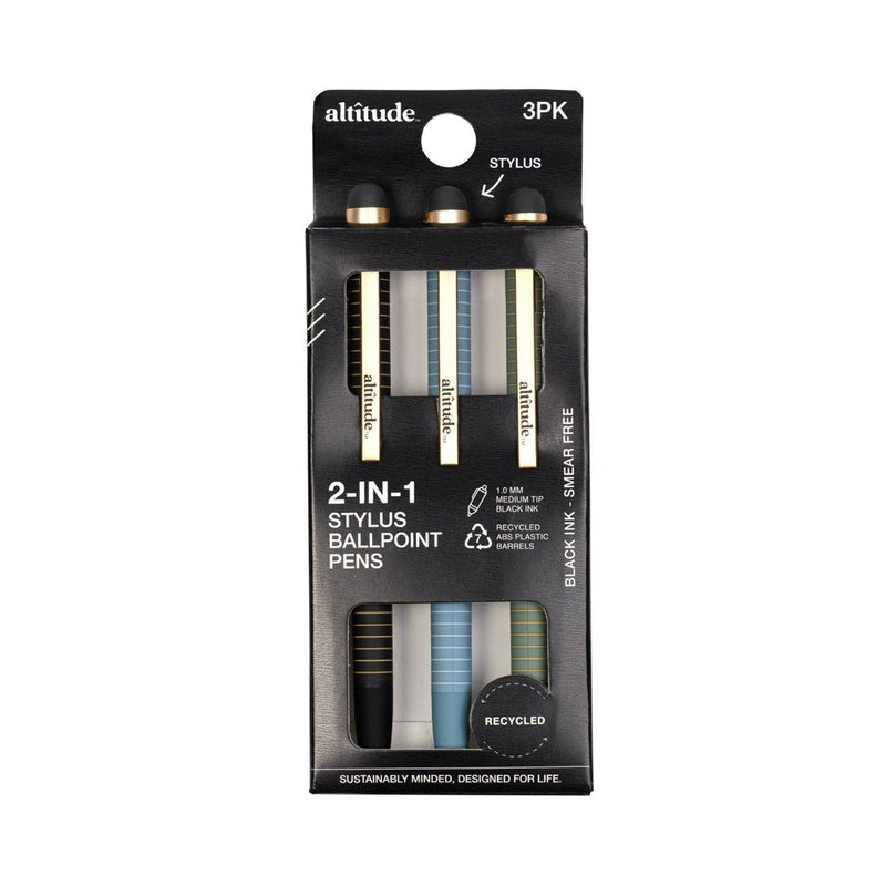 Altitude 3pk Ballpoint Pens Black Ink Stylus