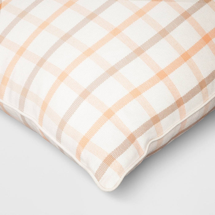 Woven Grid Square Throw Pillow Peach White/Orange/Light Taupe - Threshold