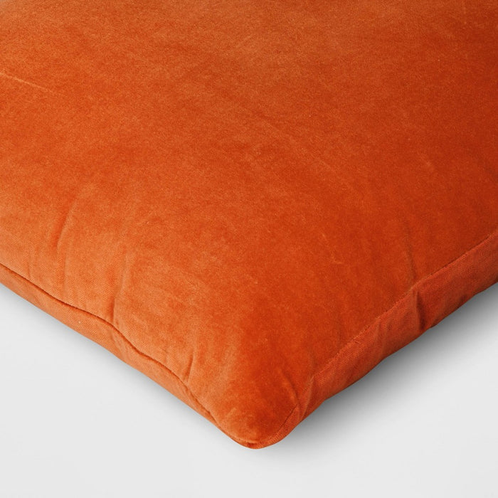 Washed Cotton Velvet Square Throw Pillow Orange - Threshold