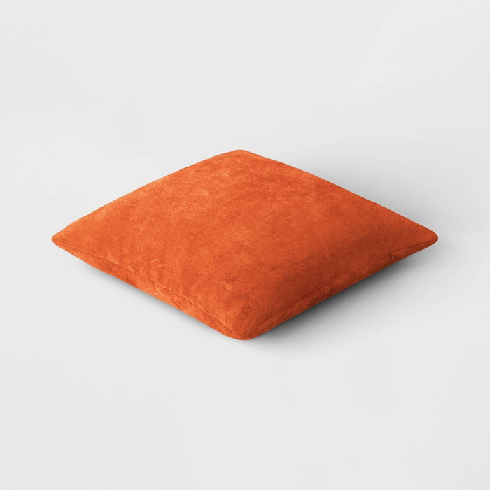 Washed Cotton Velvet Square Throw Pillow Orange - Threshold