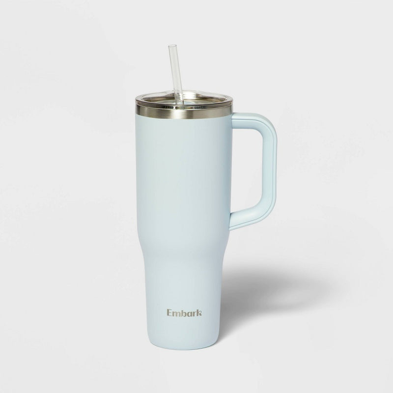 40oz Stainless Steel Straw Tumbler Light Blue - Embark