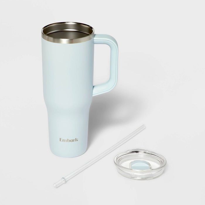 40oz Stainless Steel Straw Tumbler Light Blue - Embark