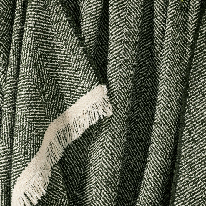 Herringbone Frayed Edges Throw Blanket Green - Threshold designed with Studio McGee