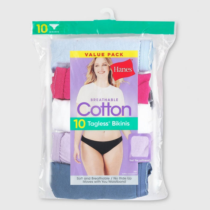 Hanes Women's 10pk Cotton Bikini Underwear - Colors May Vary 5