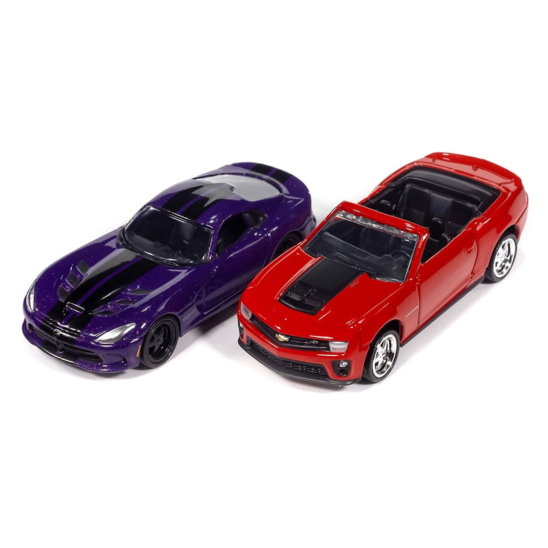 Auto World Deluxe Ragtops 2012 Chevy Camaro ZL1 Convertible and 1997 Pontiac Firebird Toy Vehicle 1:64 Scale 2pk